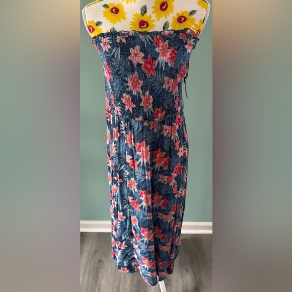 Vanilla Star 1X Sleeveless Romper Peach-Blue - Picture 1 of 6